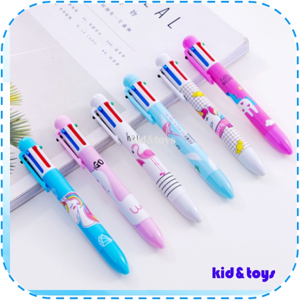 

Pulpen warna warni 6in1 Motif Flamingo dan Unicrn Pulpen Gel 6 in 1