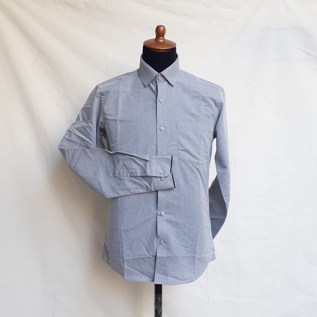 Kemeja cole lengan panjang abu slimfit/hem abu slimfit/hem cole/kemeja cole/hem formal/hem abu