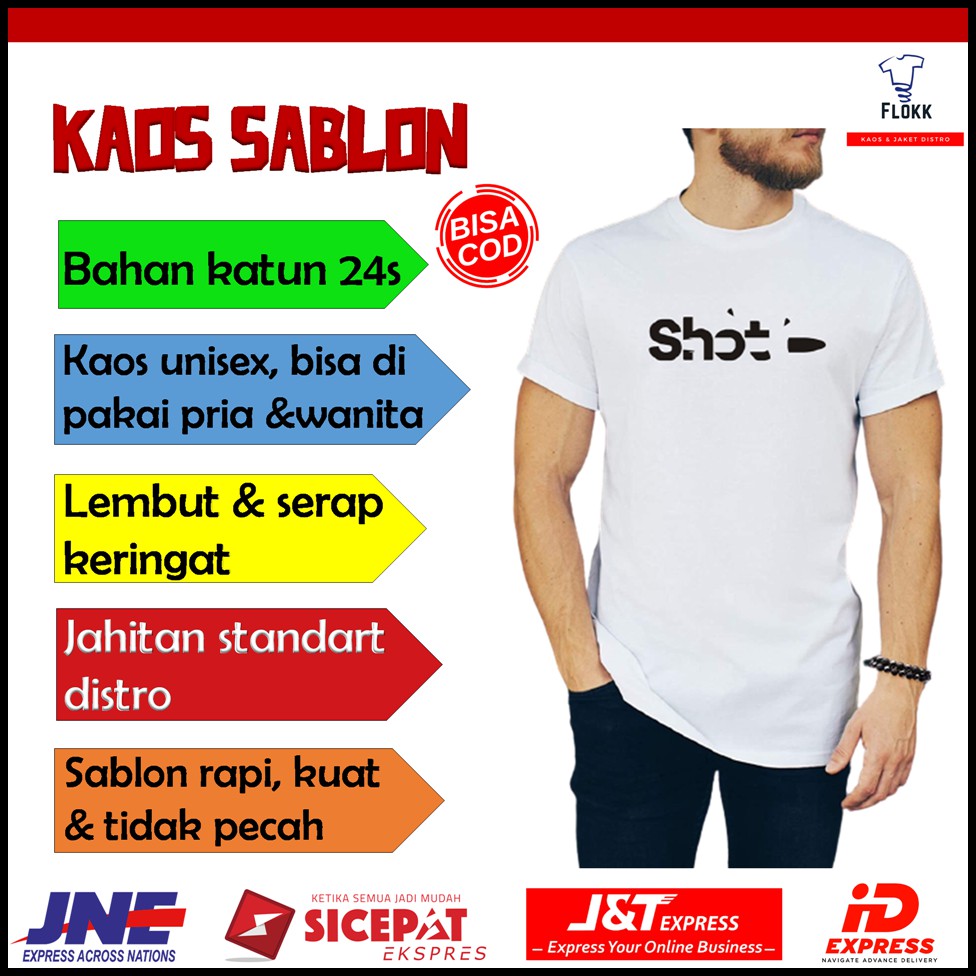 Baju kaos oversize wanita pria distro jumbo lengan panjang dan pendek keren murah shot