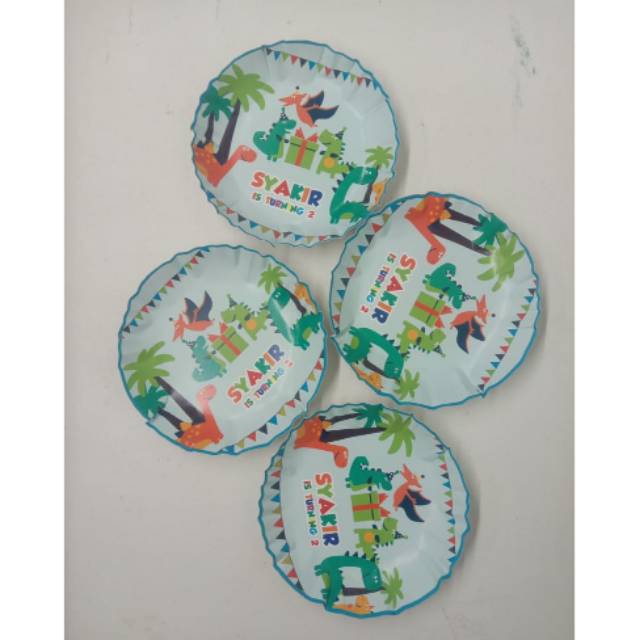 Piring kertas Dinosaurus / piring kertas custom