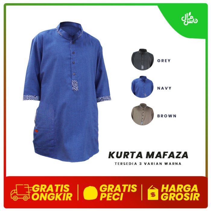 Atasan Pria / Baju Kokoh / Muslim Al Mia Terbaru WV549 Koko Pakistan Kurta Mafaza Nazeer Original B