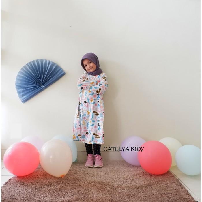 Baju Casual Tunik Anak Yarrow Series Putih Motif Bunga