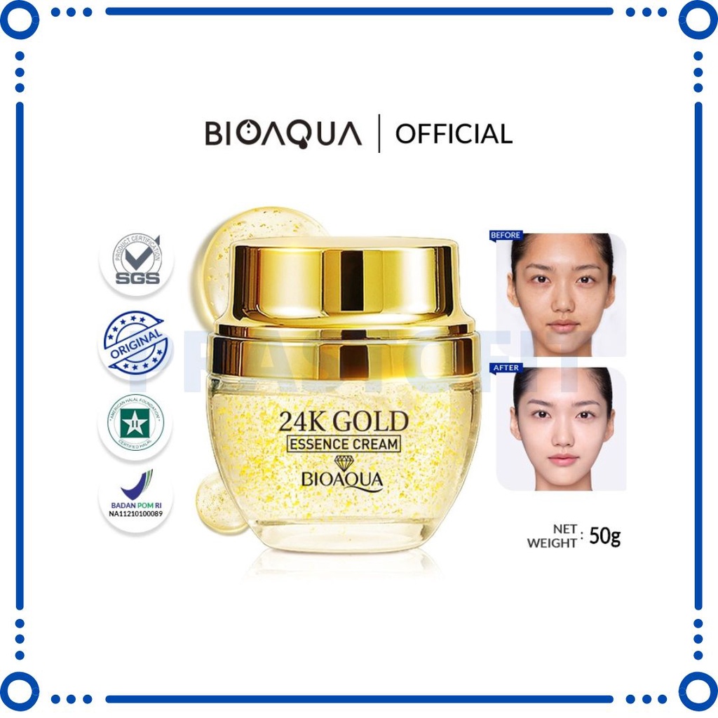 BIOAQUA 24k Gold Essence Cream 50g Krim Perawatan Wajah Glowing Cerah