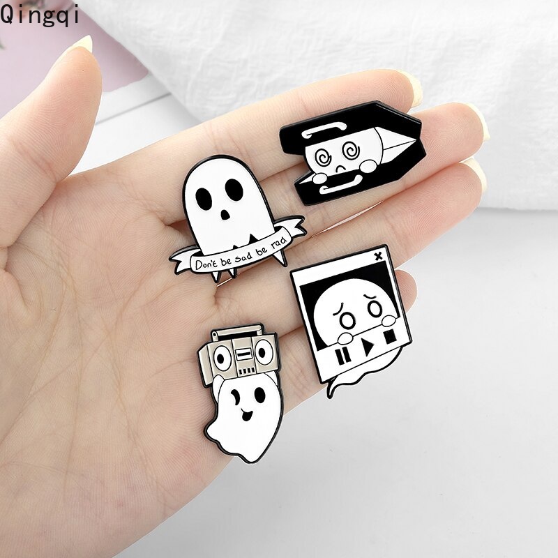 Bros Pin Enamel Desain Kartun Hantu Happy Halloween Untuk Hadiah