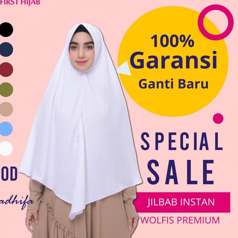 ✤ Jilbab Instan Syari Premium Terbaru Model Pet Antem Harga Murah Bahan Wolfis by Nadhifa Putih ❁