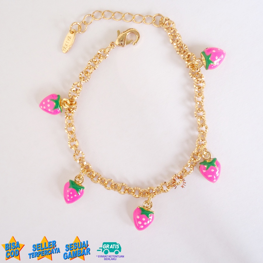 Lovelybutik - Gelang Tangan Xuping Anak Gold - M3lly Gelang Xuping Anak Perempuan Terbaru Dengan Mainan Stober1 Ukuran 15 Cm