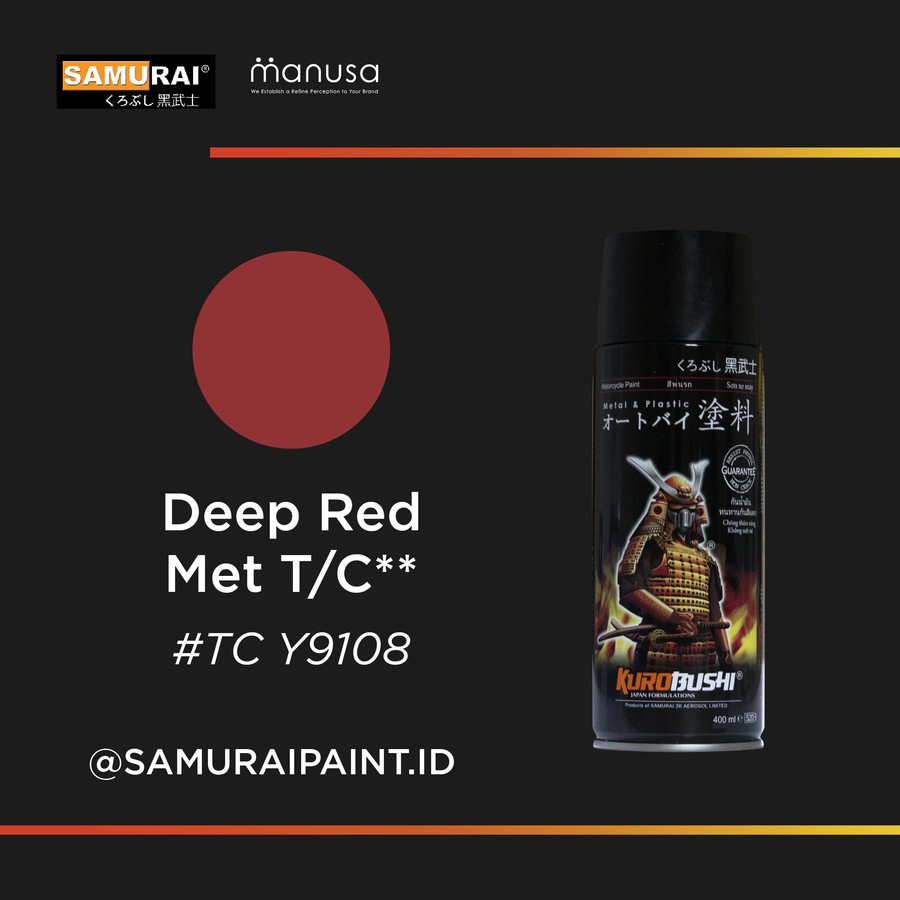 (TopCoat) TCY9108 Deep Red Met - SAMURAI PAINT Cat semprot/Pilox