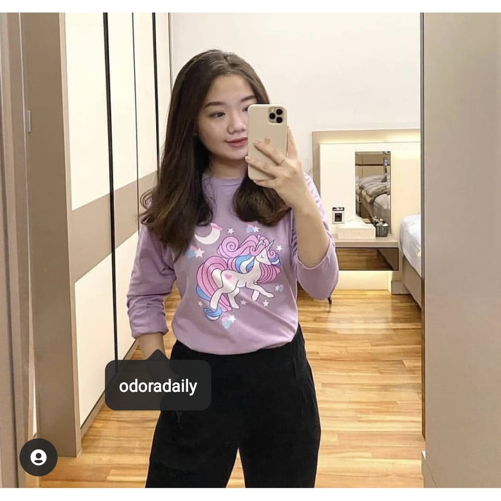 [ODORADAILY] BAJU KAOS LENGAN PANJANG LILAC