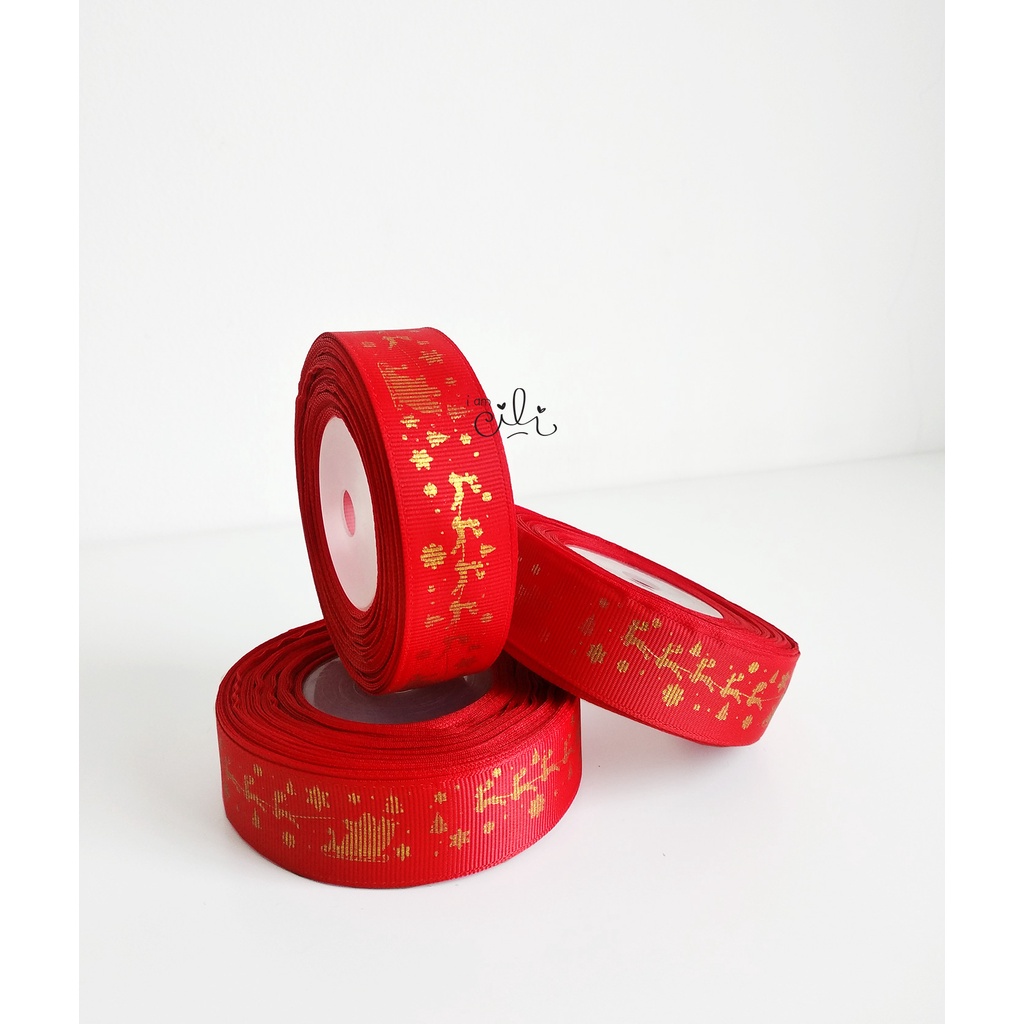 

(PTG-XMAS01-MERAH) Pita GROSS GRAIN natal KERETA SANTA (1 inch / 2.5cm)