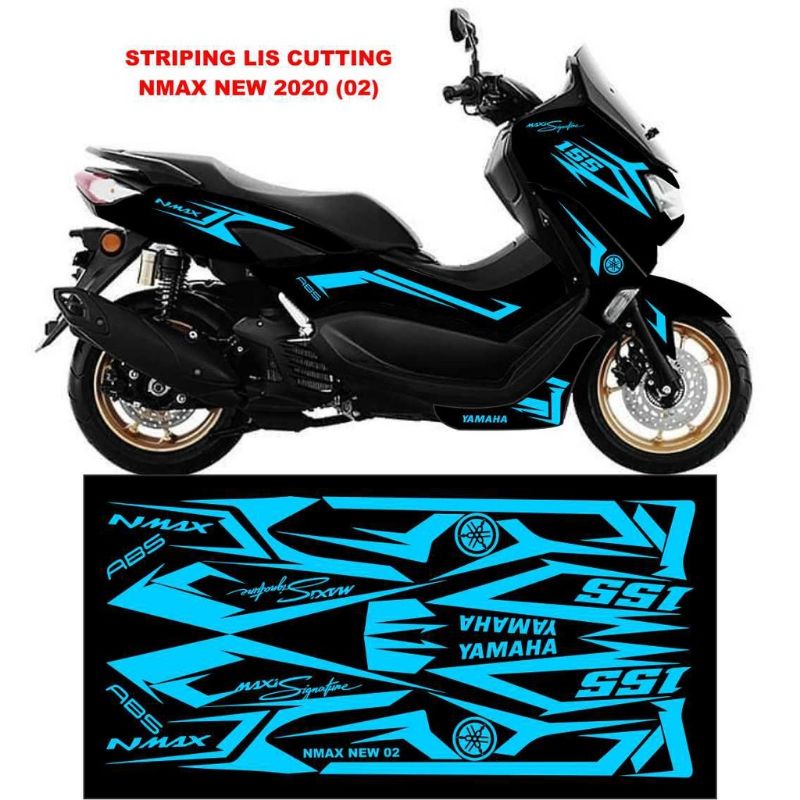 Striping Cutting Sticker NEW NMAX HITAM  Sporty Biru