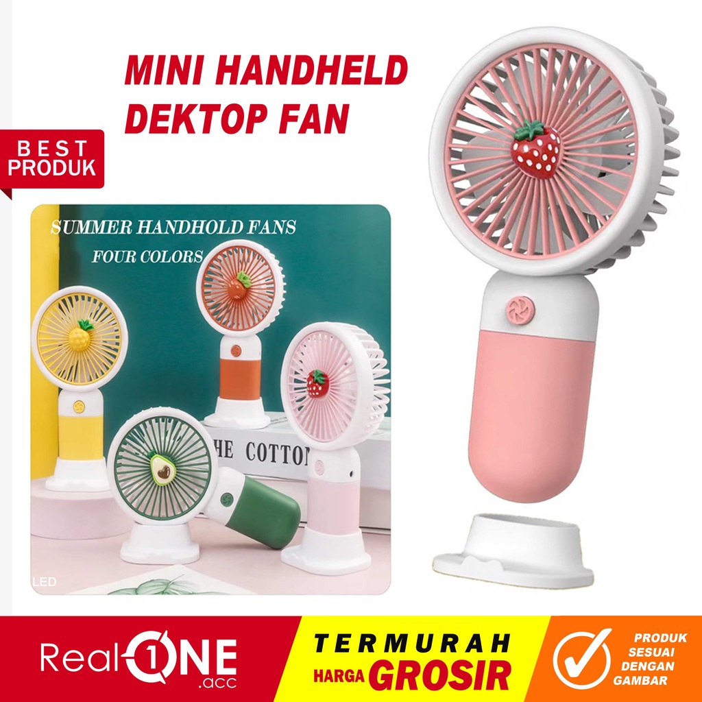 Kipas angin mini fan portable handhel stand hp karakter permen buah colour hight speed  model charger 178  - realoneacc