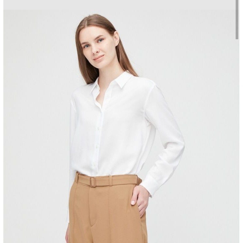 WOMEN BLUS RAYON LENGAN PANJANG UNIQLO