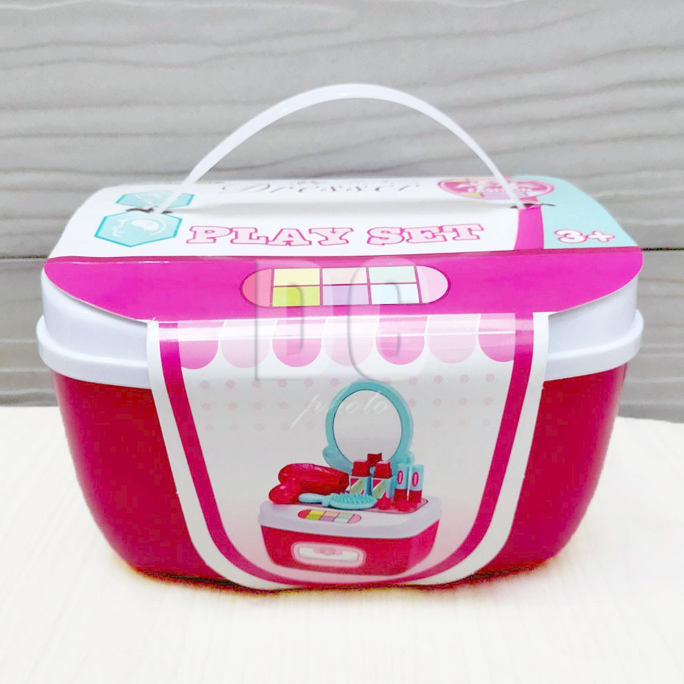 Salon Koper Fashion Dresser Play Set DIY Baby Excercise Helper Rias Dandan Hair Dryer Lipstik Sisir