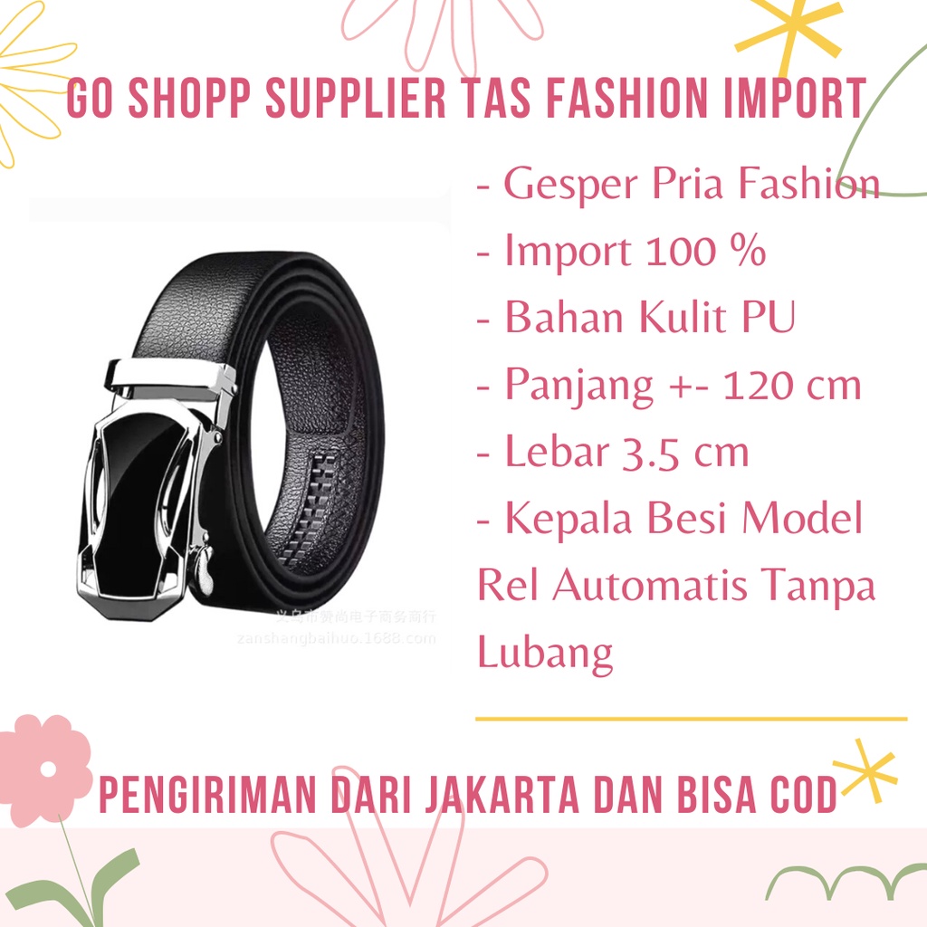 Ikat Pinggang Pria Model Rel Import - Sabuk Gesper Cowok Kulit Terbaru - Gesper Pria Kulit PU Import - Tali Pinggang Cowok Import Model Terbaru - Gesper Cowok Men Belt Import [IP01]