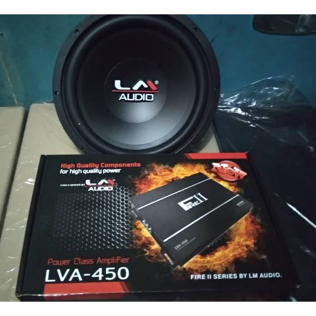 Paket power dan subwofer LM power 4chanel subwofer 12inc audio mobil