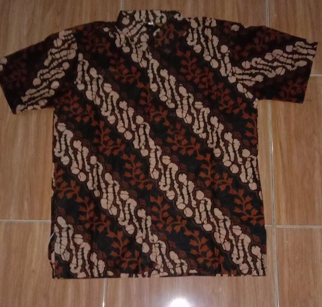 Batik Kalongan Hrb026 Kenongo Kemeja Hem Pendek Padi Pekalongan 16