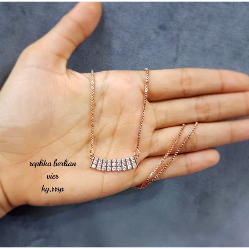 Kalung replika berlian micro diamond titanium lapis emas 18k,mewah,tidak berkarat  pasti tahan lama