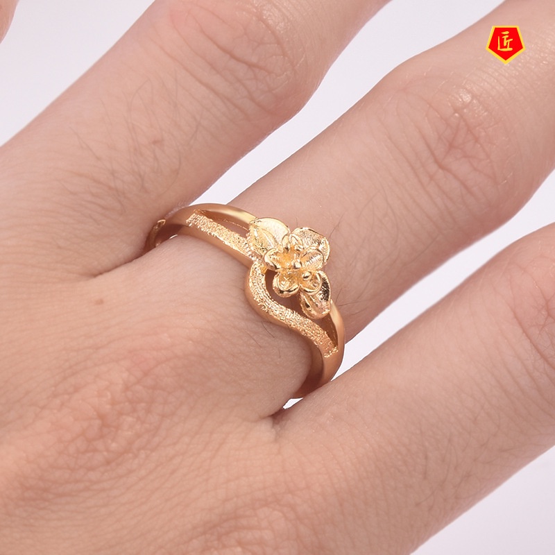 [Ready Stock]Temperament Personality Flower Gold Ring Female