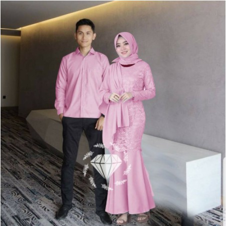 Baju Gamis Couple Keluarga Brokat Lebaran Terbaru 2022 Model Duyung Kekinian Bahan Ful Velvet Couple Pasangan Pesta Kondangan