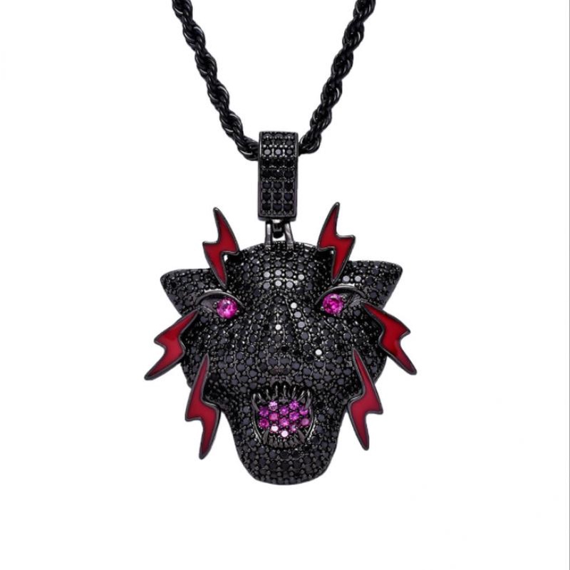 Kalung Liontin Black Panther Bahan Zirkon Gaya Hip Hop