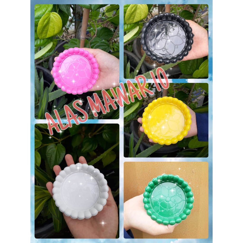 PAKET 6 PCS TATAKAN POT ALAS MAWAR 10 PUTIH HIJAU PINK KUNING HITAM - tatakan pot tawon pirus