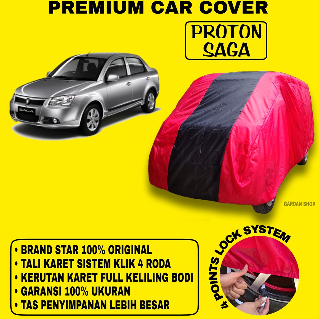 Body Cover PROTON SAGA MERAH HITAM Penutup Bodi Mobil Proton Saga Waterproof PREMIUM