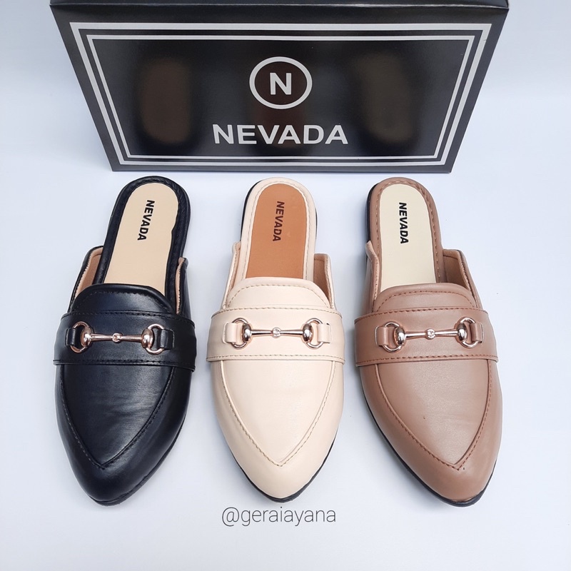 DISKON DAY! Sepatu Sandal Mules - Sandal Wanita Nevada - Flatshoes Sepatu Kerja