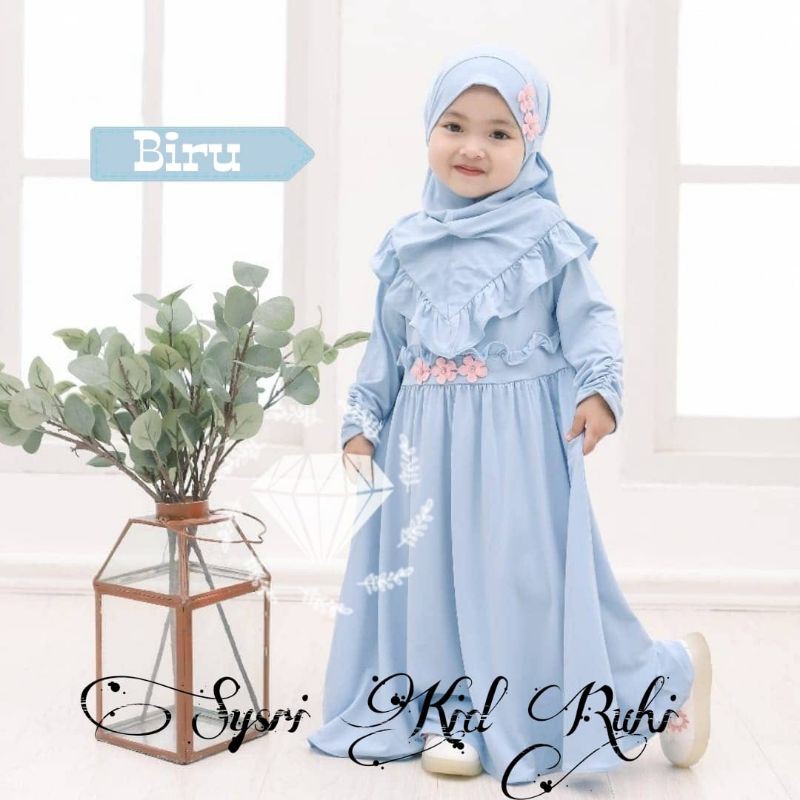 SYARI RUHI KID ANAK, MOSCREPE, GAMIS HIJAB MUSLIM, DRESS MAXY