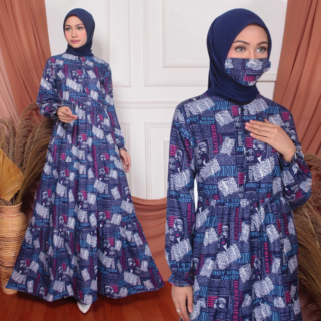 ABA AGEN BAJU HOMEY DRESS GAMIS DEYA BAHAN KATUN-DEYA 22 NAVY