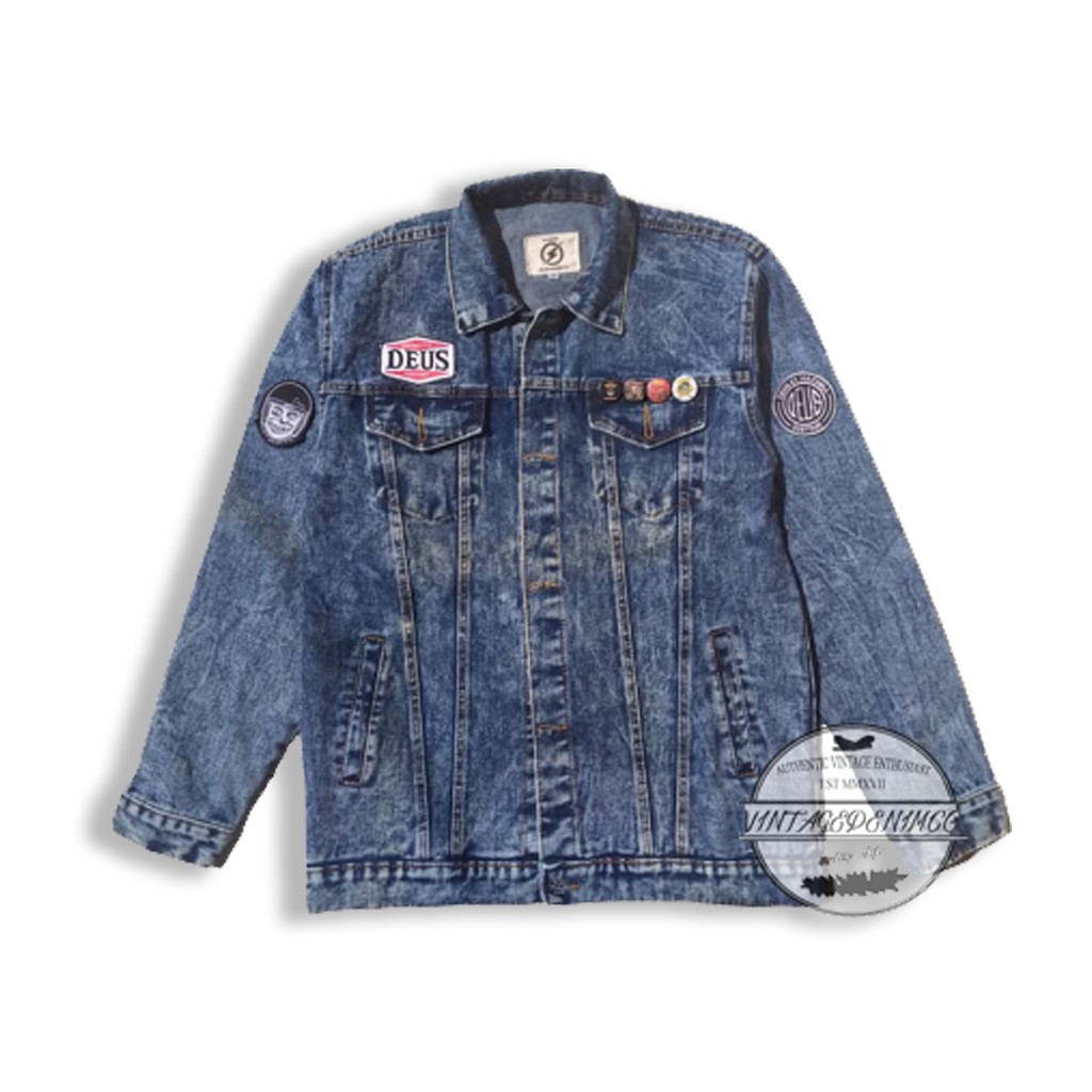 Jaket Jeans Pria Sanwash Original - Jaket Levis Pria Denim Sandwash Hitam Bioblitz Biothink