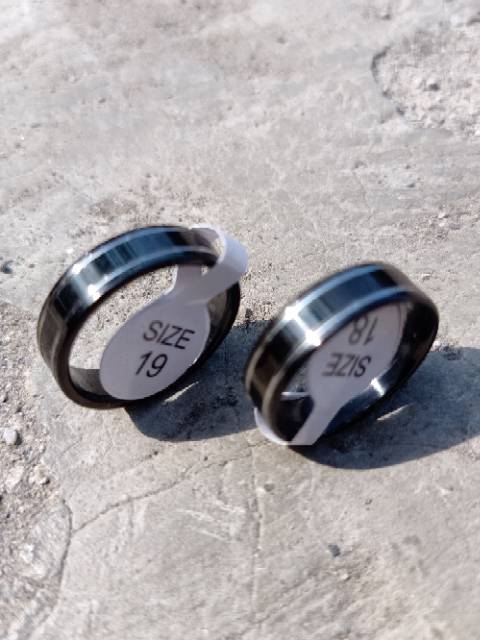 Cincin couple Hitam Titanium Stainless steel 2list dalam anti karat selamanya Fashion Ring