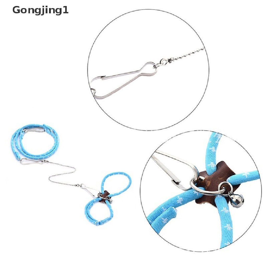 Gongjing1 Set Tali Tuntun Harness Adjustable Dengan Lonceng Untuk Hamster / Musang Peliharaan