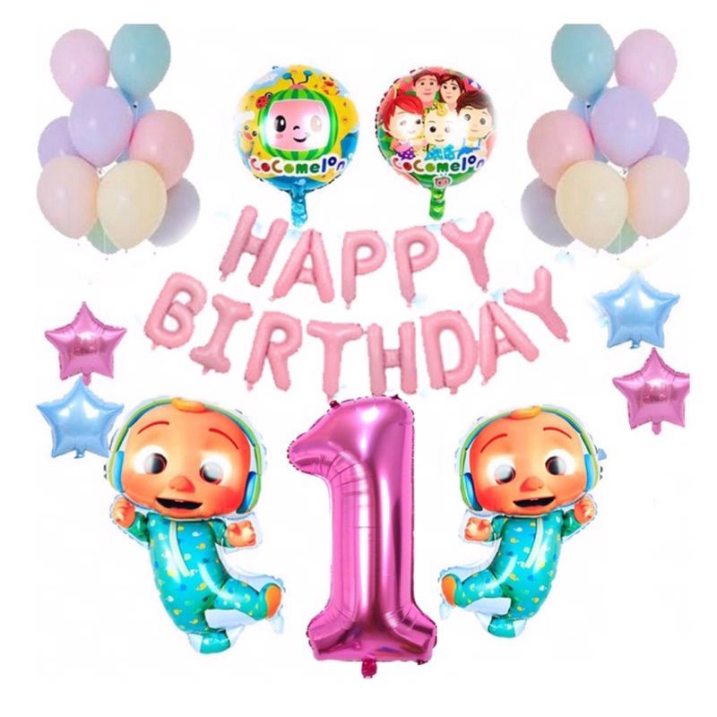 paket dekorasi balon  foil karakter ultah HBD anak cocomelon coco melon lucu karakter anak laki perempuan