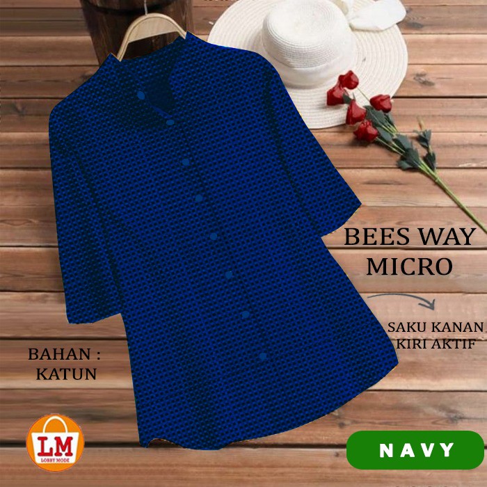 TERMURAH TERLARIS [ COD &amp; Gratis Ongkir ] Baju Atasan Blouse Wanita JUMBO TUNIK BEES WAY MICRO Motif Kotak LMS 24344 24347 24350