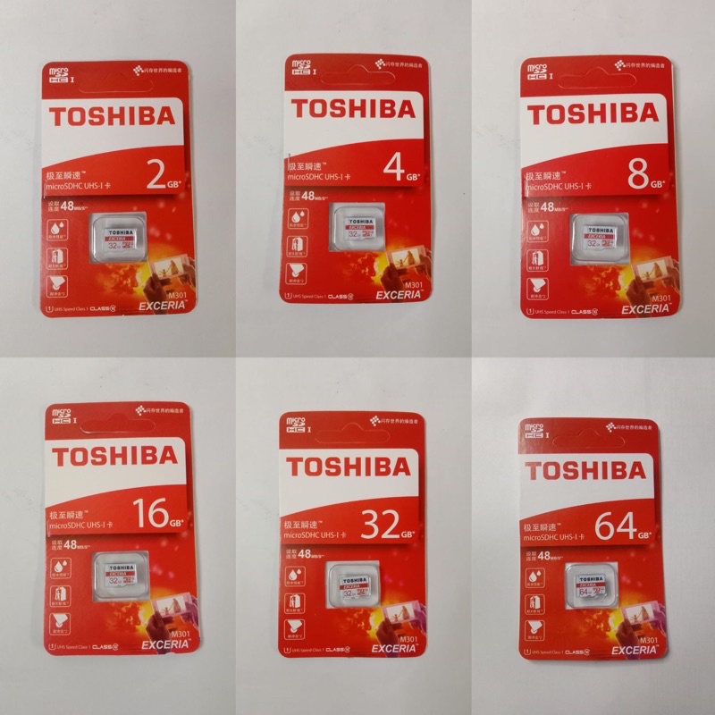 Micro SD Toshiba 2 /4 / 8 / 16 / 32 /  64 GB Micro SD Toshiba Memory Card  Exceria- MicroSD Toshiba