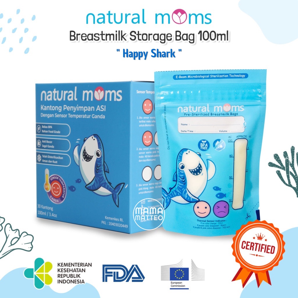 NATURAL MOMS Kantong ASI Breastmilk Storage Bag 100ml &amp; 120ml Dengan Double Thermal Sensor / Wadah ASI / Penampung Susu / BANDUNG