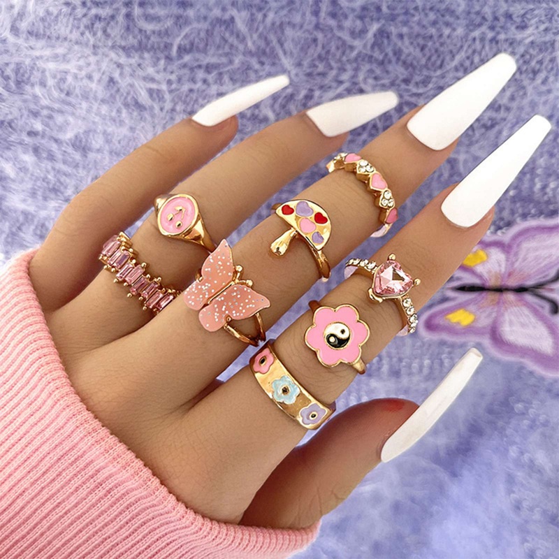 Fancyqube Set Cincin Knuckle Kristal Gaya Vintage Boho Untuk Wanita