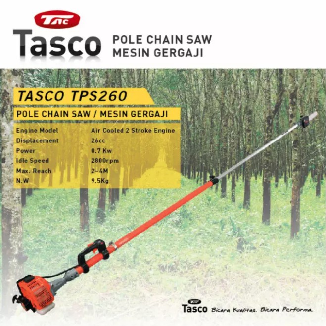 TASCO Mesin Gergaji Ranting Kayu TPS26 Alat Potong Dahan Pole Chainsaw Singso Sinso Censo
