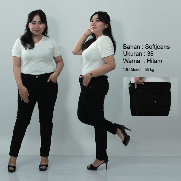 Plain black pekat long pants jeans celana panjang stretch ngaret karet bagus mantap melar murah gaya