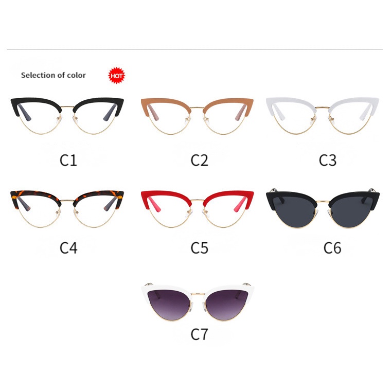 Kaca Mata Cat Eye  Leopard Wanita Kacamata Anti Radiasi Untuk Setengah Frame Aneka Warna