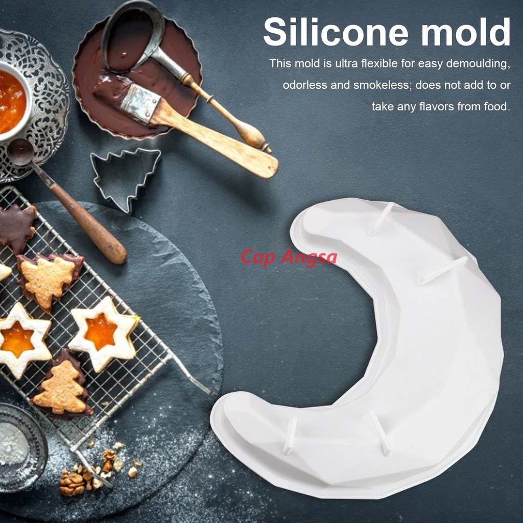 SILICON MOULD BULAN SABIT SILICONE MOULD CRESCENT MOON 3D SILIKON CAKE PINATA PUKUL MOUSSE FONDANT COKLAT