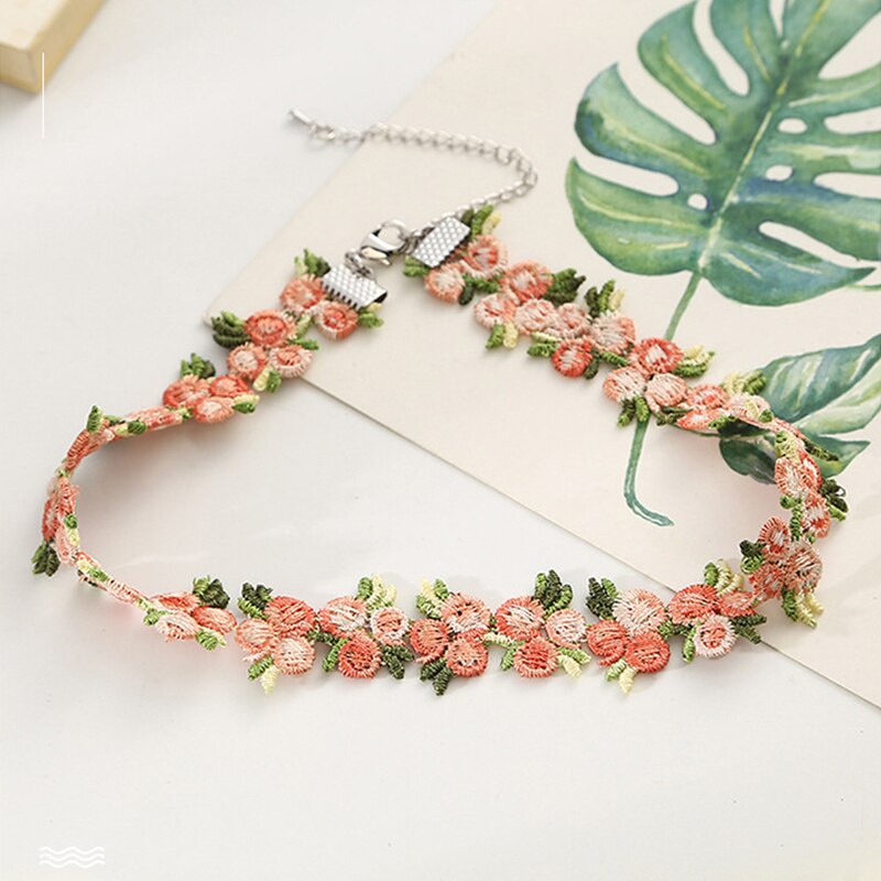 Kalung choker wanita design bunga korean style terkini