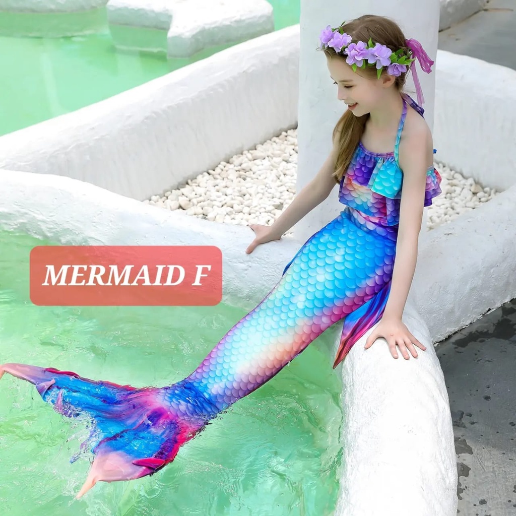 BAJU RENANG MERMAID SWIMMING SUIT BAJU DUYUNG KOSTUM ARIEL IMPORT PAKAIAN RENANG ANAK PRINCESS