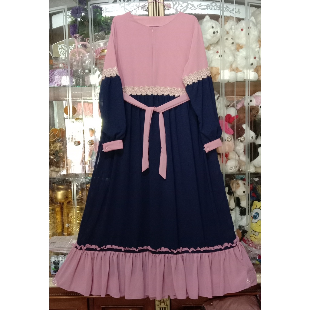 Dress kombinasi ceruttibabydoll variasi renda besar/dress modis bandung indonesia