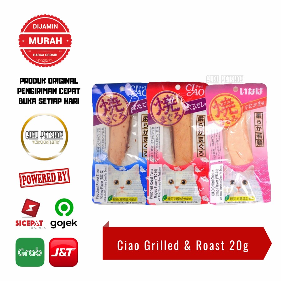 Ciao Grilled Chicken &amp; Ciao Pouch Roast Tuna 20gr Snack Kucing Ciao