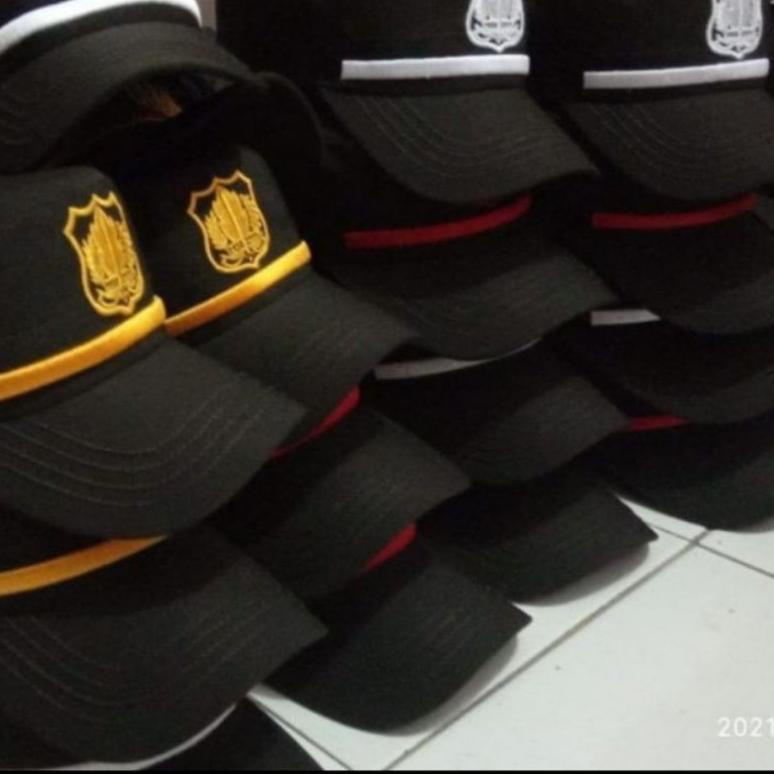 ✴Murah Banget❃➼ .TOPI COKLAT SECURITY/SATPAM.model topi pet komando lis kuning. 74 ➼