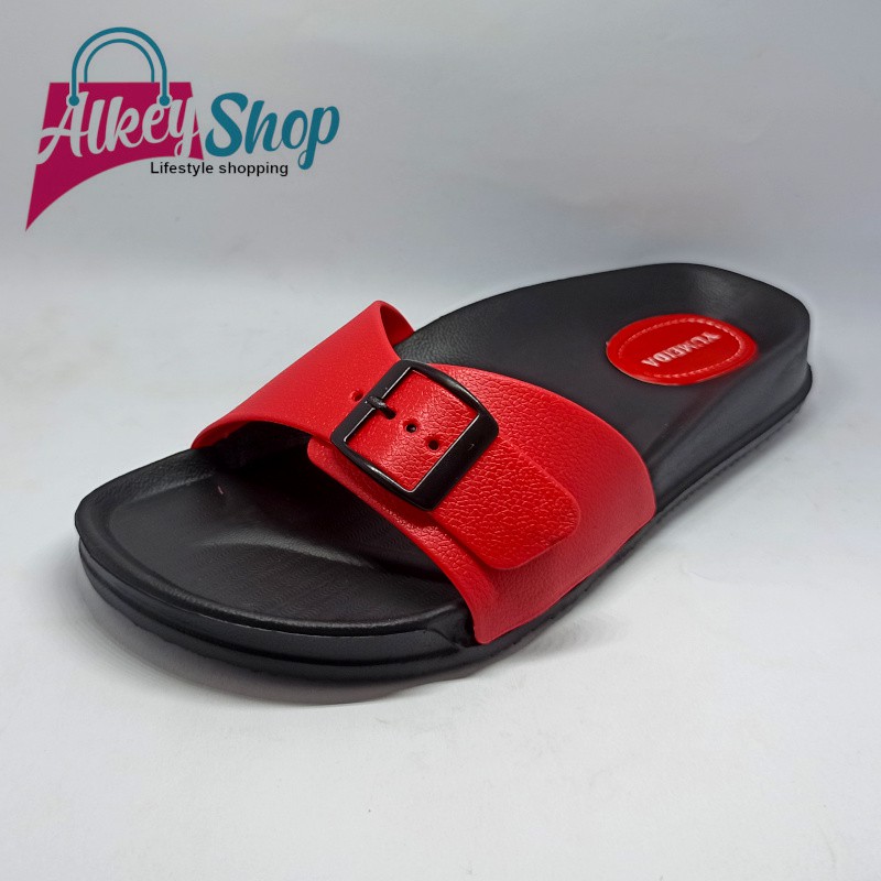 Sandal Selop Karet Wanita Sandal slop Yumeida LD-9061 L - sendal lagi trendy termurah kekinian-Merah