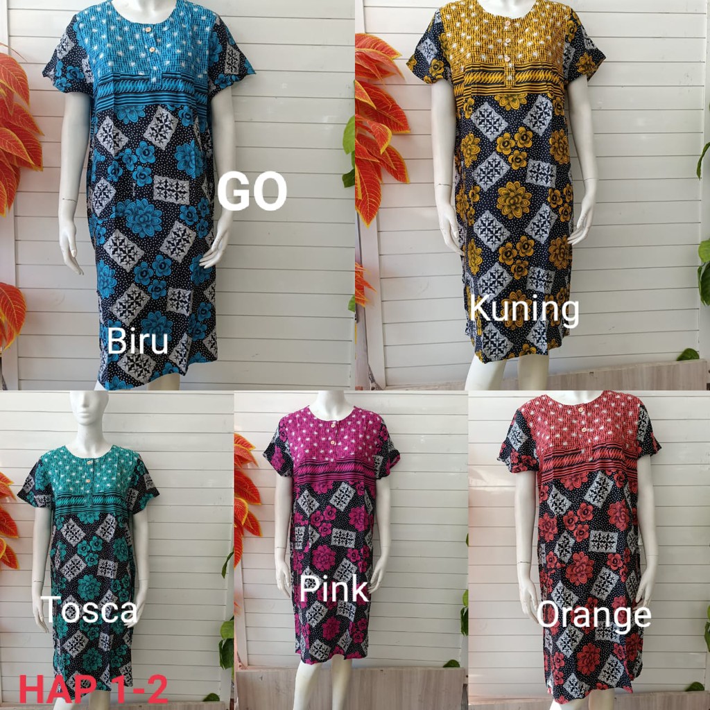 gof DASTER BATIK HAP Busui Daster Lengan Pendek Baju Tidur Dress Sehari-Hari