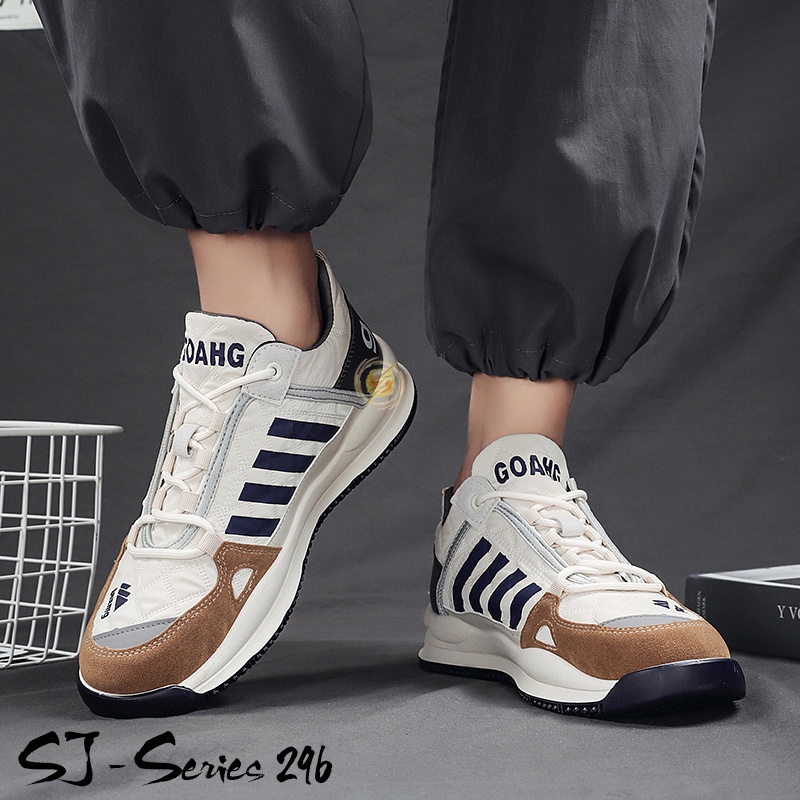 [OOS] Sepatu Sneakers Fashion Pria Trendy untuk OOTD Kualitas Import Premium -296 CREAM