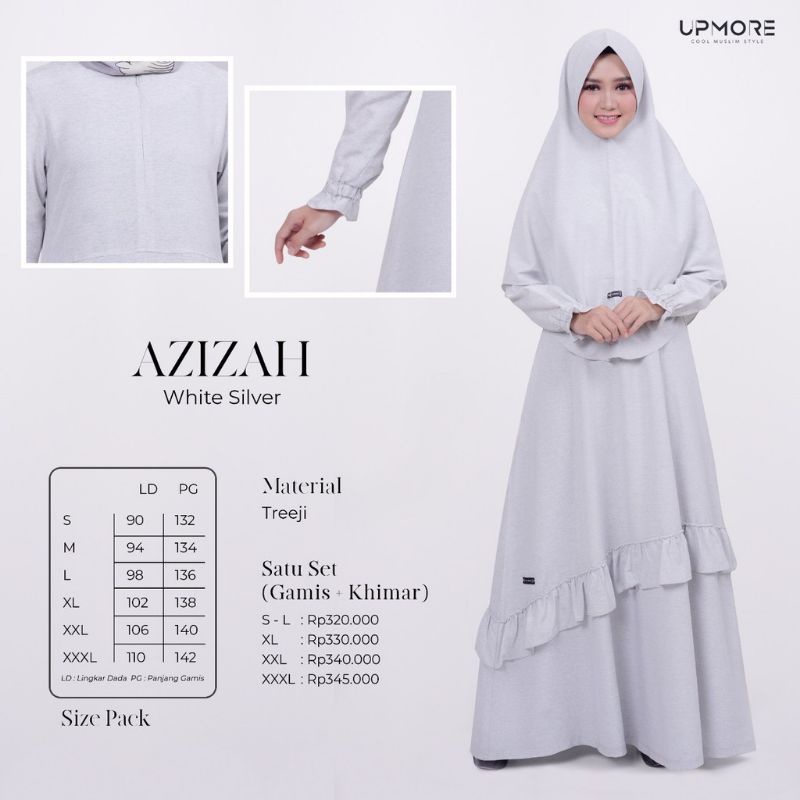 AZIZAH SET WHITE SILVER | DISKON GAMIS SET SYAR'I UPMORE TERBARU